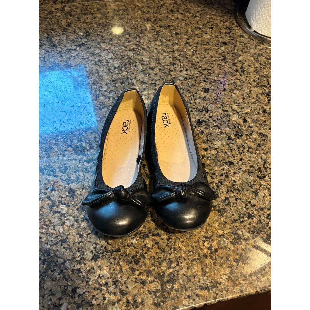 Nordstrom Rack NREMMA-PU Kids Black Bow Ballet Flats Size 3M Dress Shoes
